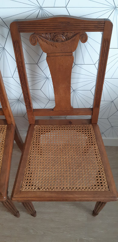 Set of 2 vintage art deco cans chairs.