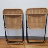 70s rattan folding chairs