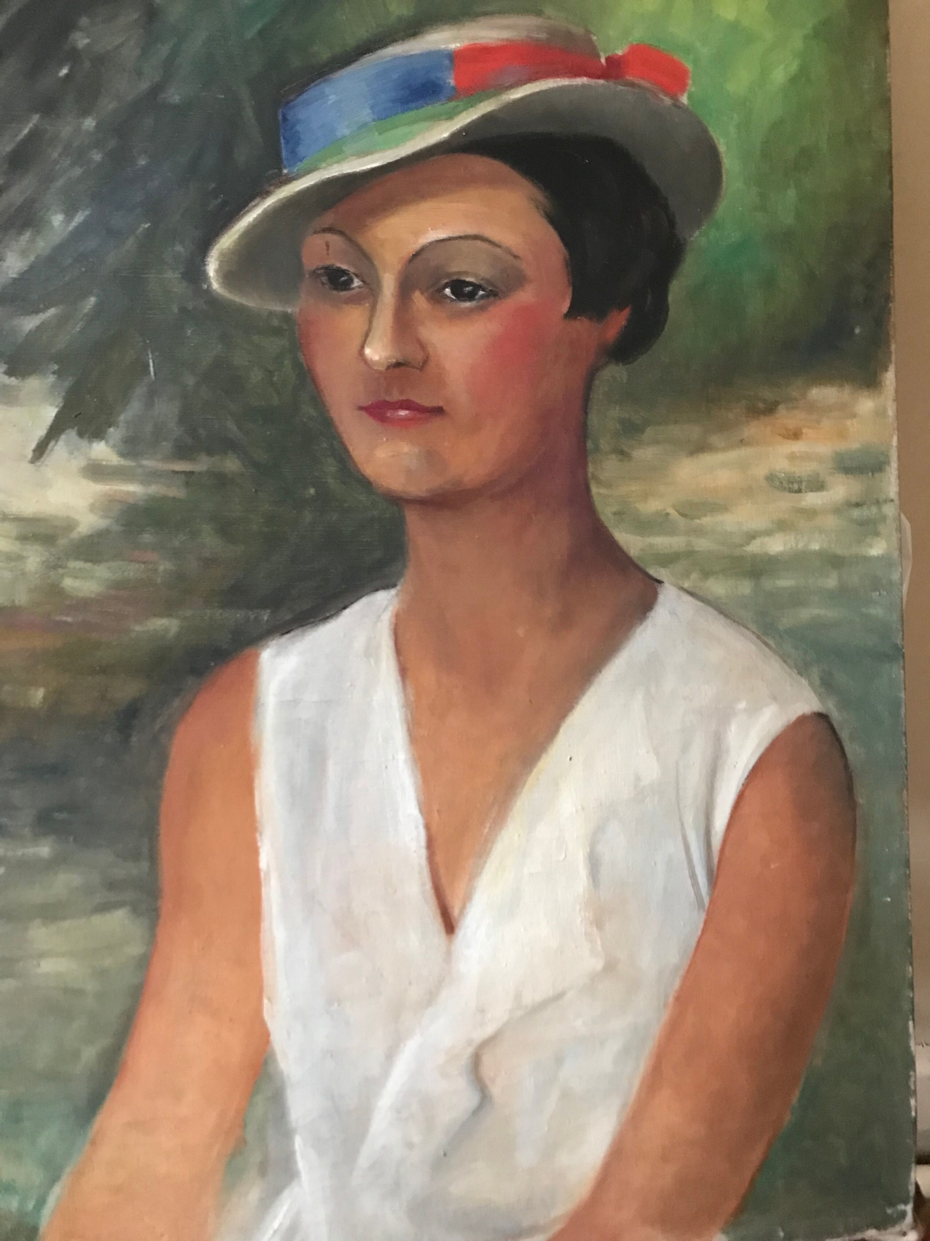 Oil on canvas portrait of a woman 20th century