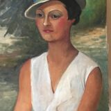 Oil on canvas portrait of a woman 20th century