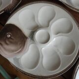 Assiettes à huîtres forme poisson faïence Longwy