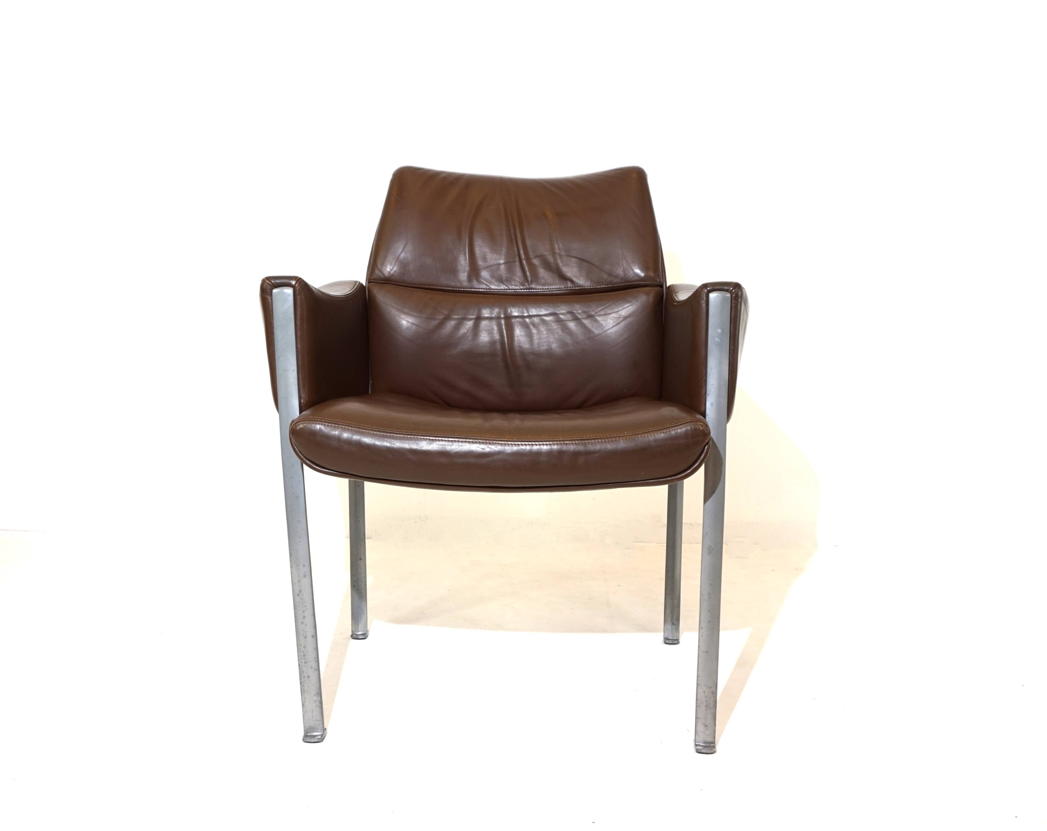 Röder Söhne Set of 3 leather office/dining room chairs by Miller Borgsen