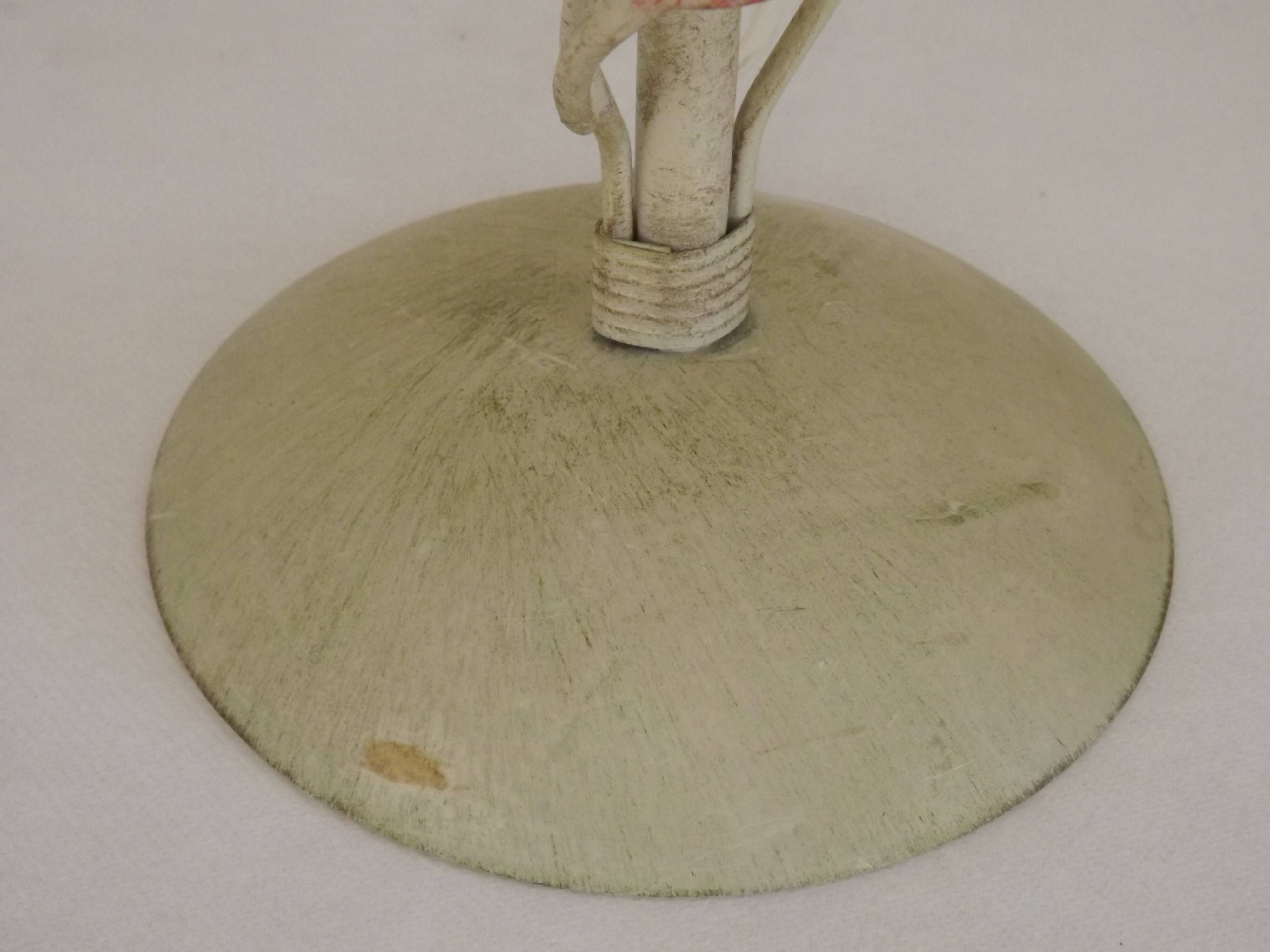 Pair Of French Vintage Metal Table Lamps With Scrolling Leaf Detail