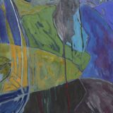 ‘Conversation in the rain’ Abstract Oil on Canvas Large Painting 1990s