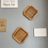 two vintage wicker bowls