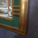 Miroir vintage vert et doré, 88x52 cm