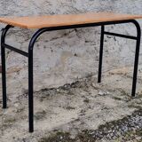 Bureau écolier double, bois et métal, vintage, années 60