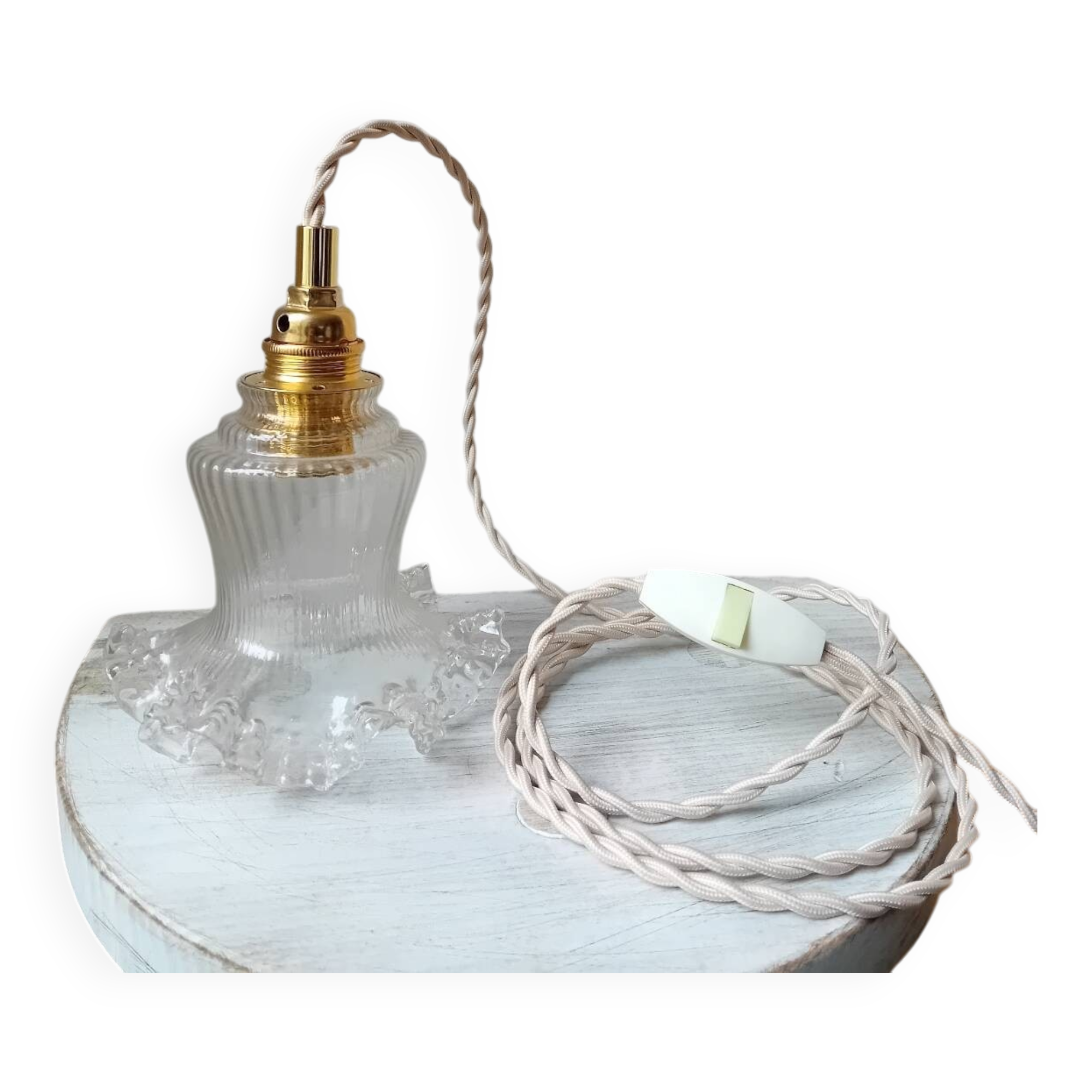 Vintage glass hanging lamp