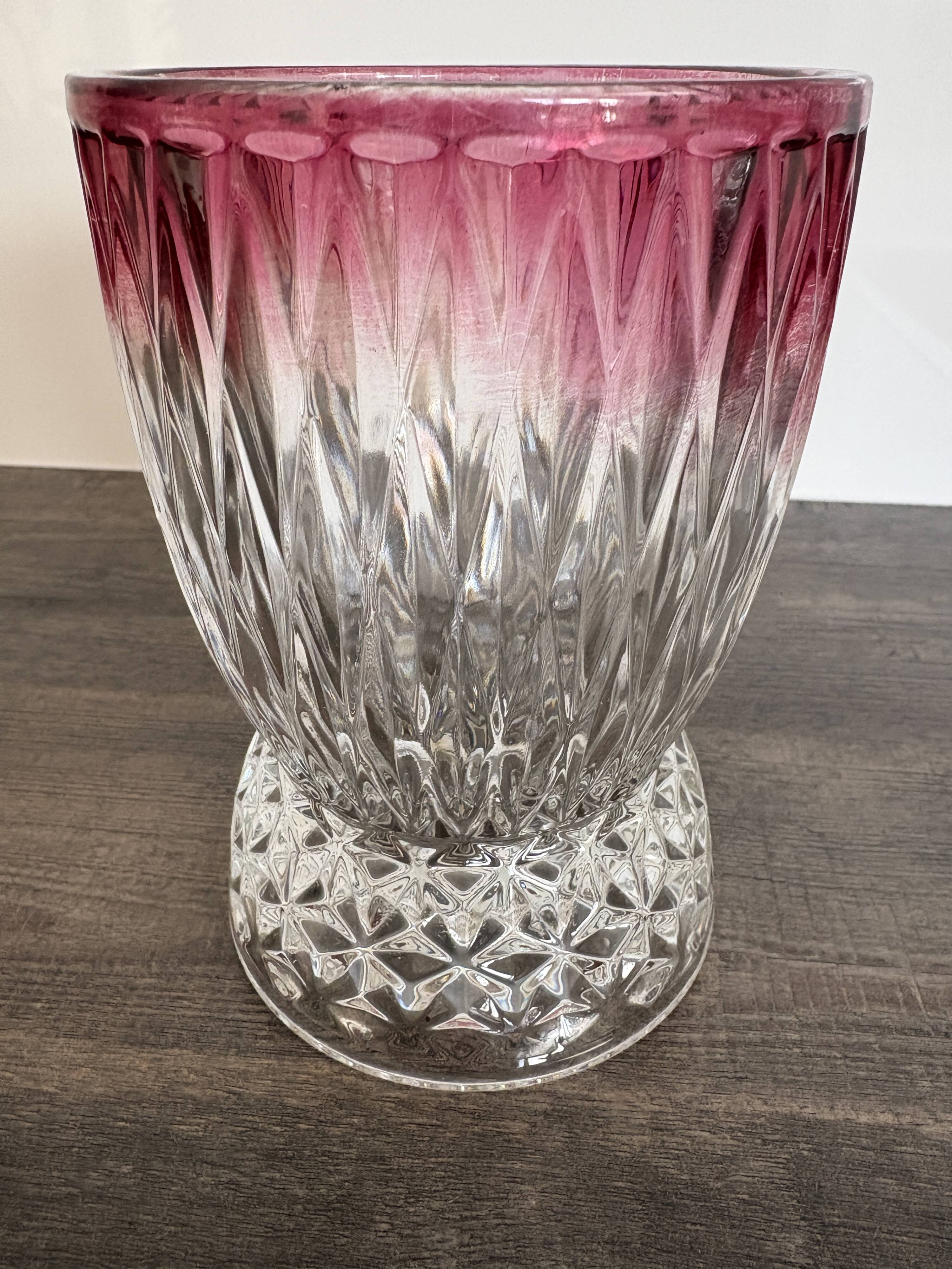 Art Deco vase in cut glass Ruby & Diamond
