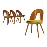 Set of 4 yellow Antonin Suman chairs for Tatra Nabytok 1960