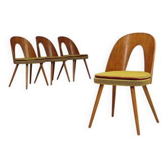 Set of 4 yellow Antonin Suman chairs for Tatra Nabytok 1960