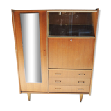 Old wardrobe-secretary in light solid wood