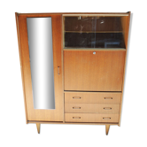 Old wardrobe-secretary in light solid wood