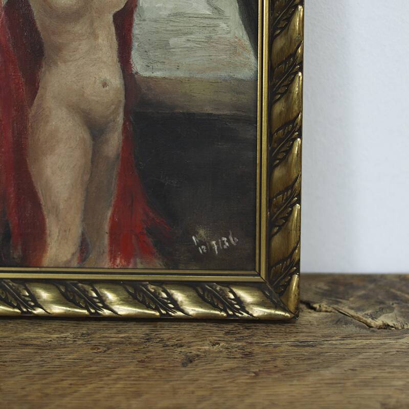 Folk Art Nude Painting Oil on Canvas 1936