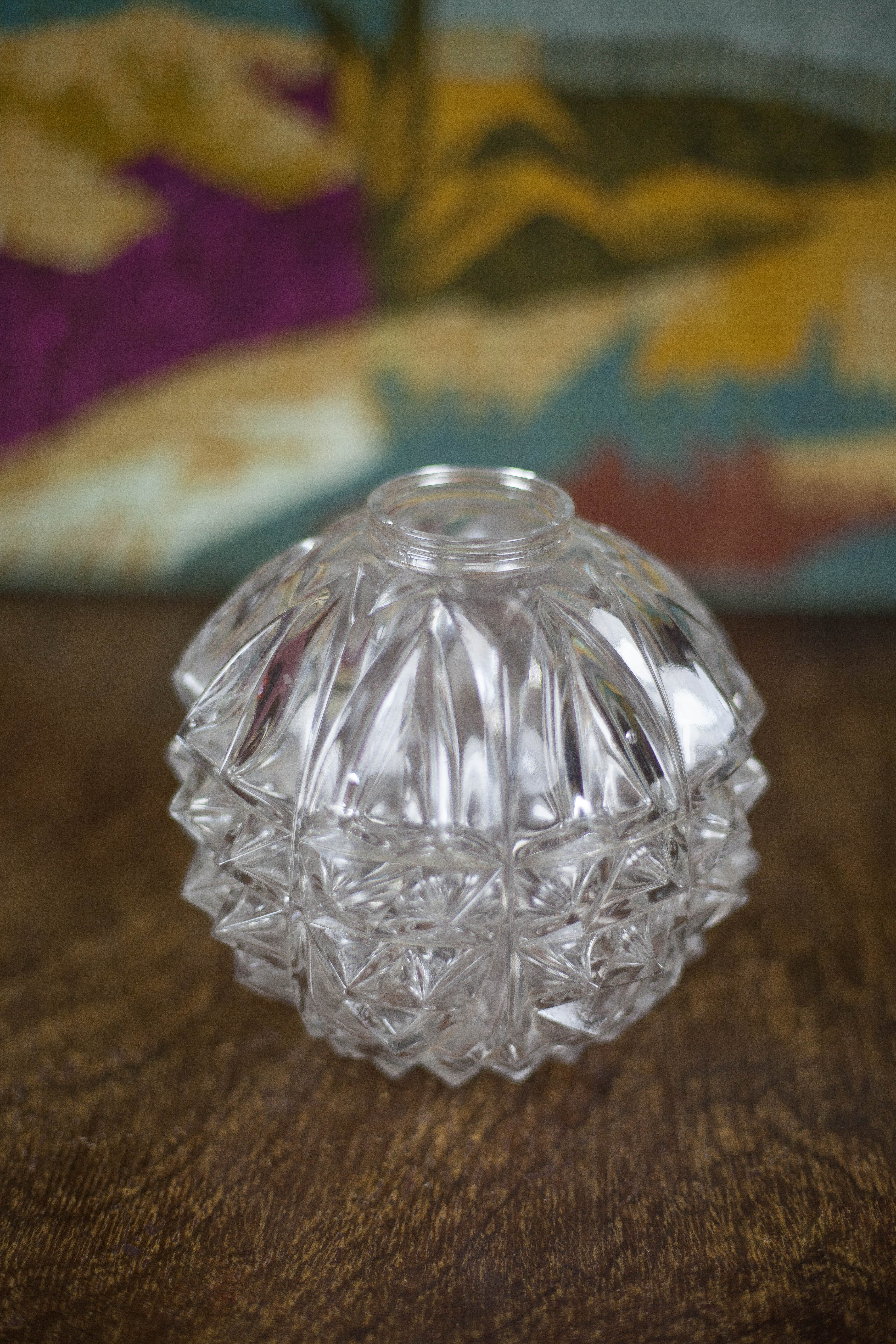 Globe boule verre pointe de diamant, petit globe pour lampe