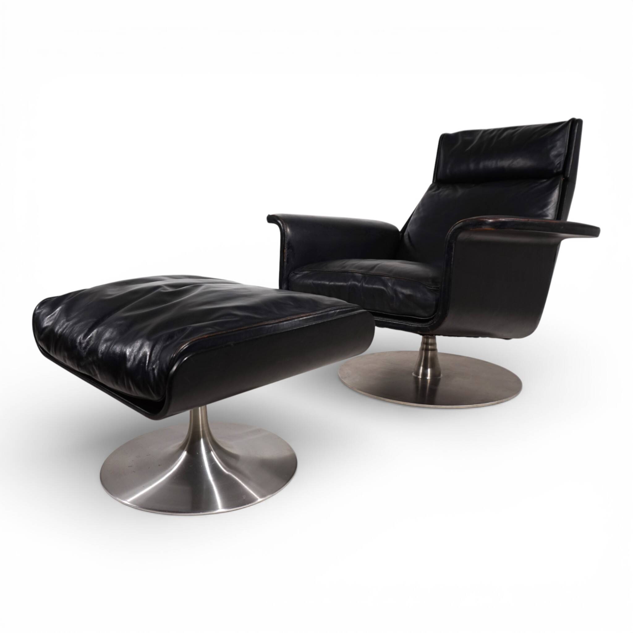 Kaufeld Siesta 62 leather lounge chair by Jacques Brule, 1960