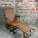 Vintage rattan chaise longue 1960