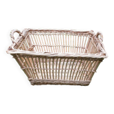 Panier ancien  à linge en osier( 61 cm)