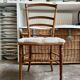 Napoleon III chair in dark wood and beige cotton velvet.