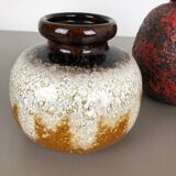 Set of Three Pottery Fat Lava Vases "Multi-Color" by Scheurich, Germany, 1970s