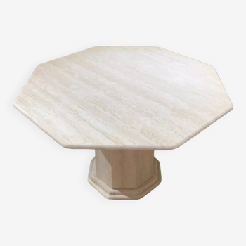 Table octogonale en travertin clair