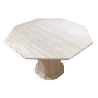 Octagonal table in light travertine