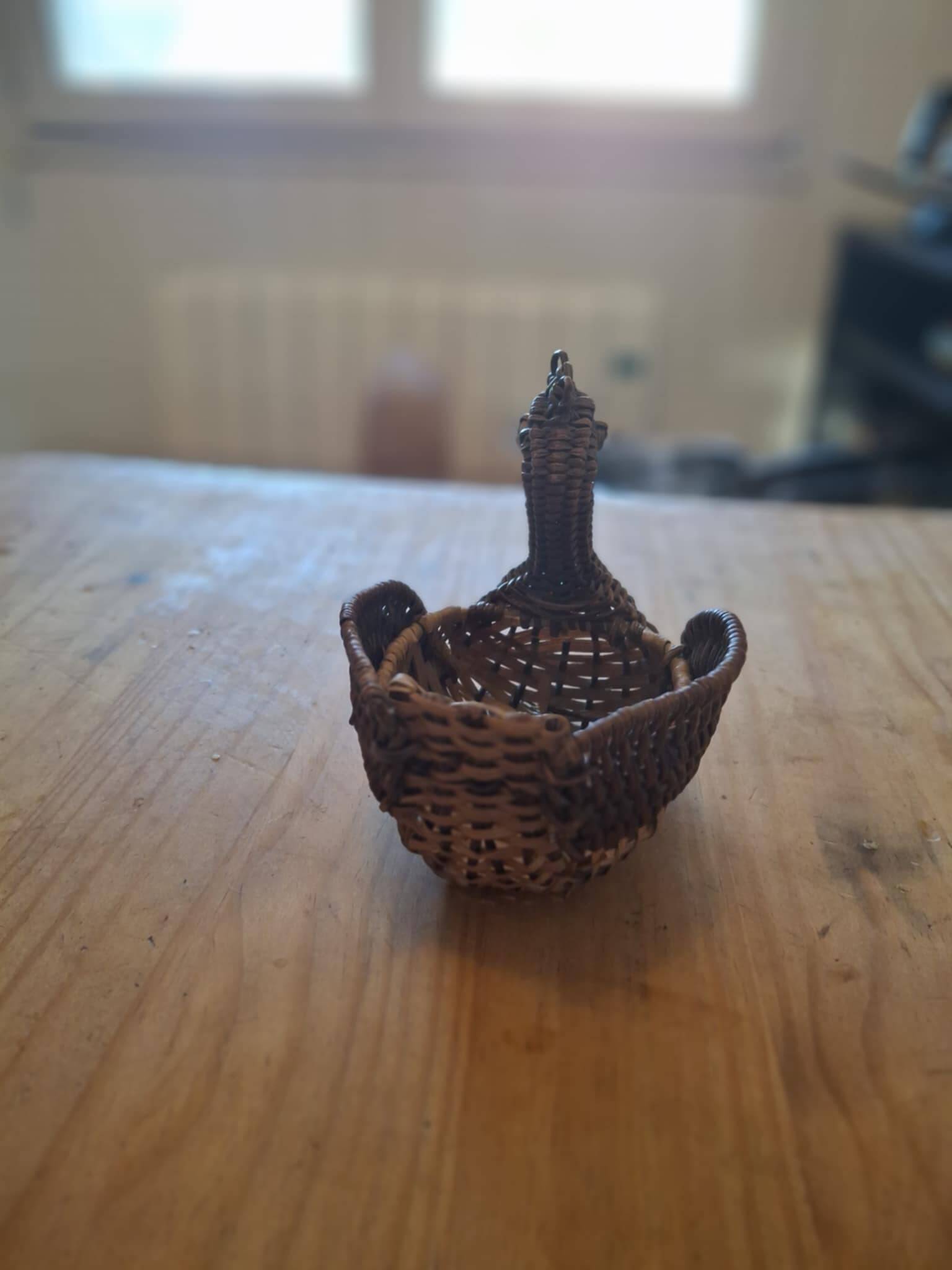 Small basket, vintage wicker basket in the shape of a swan.
