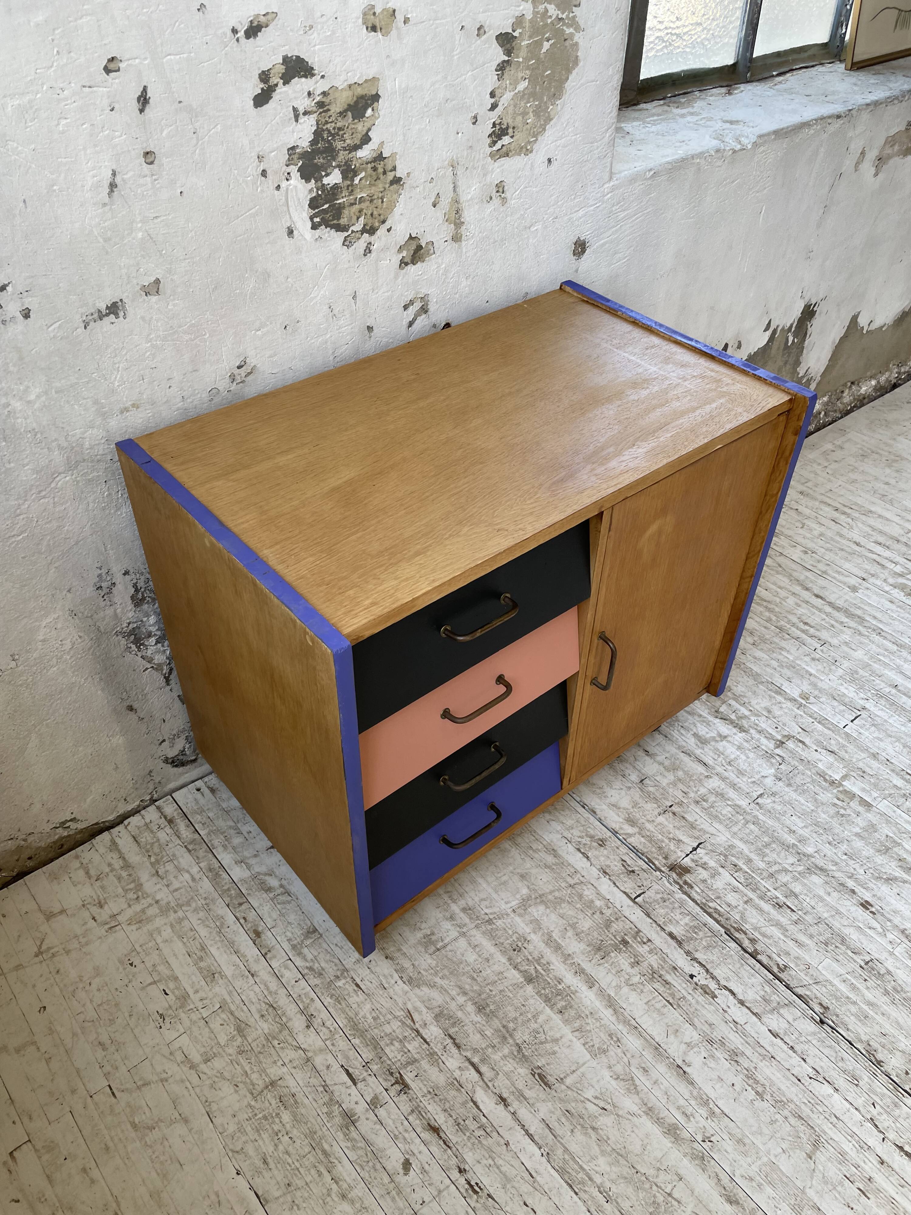 Meuble commode colorée années 60