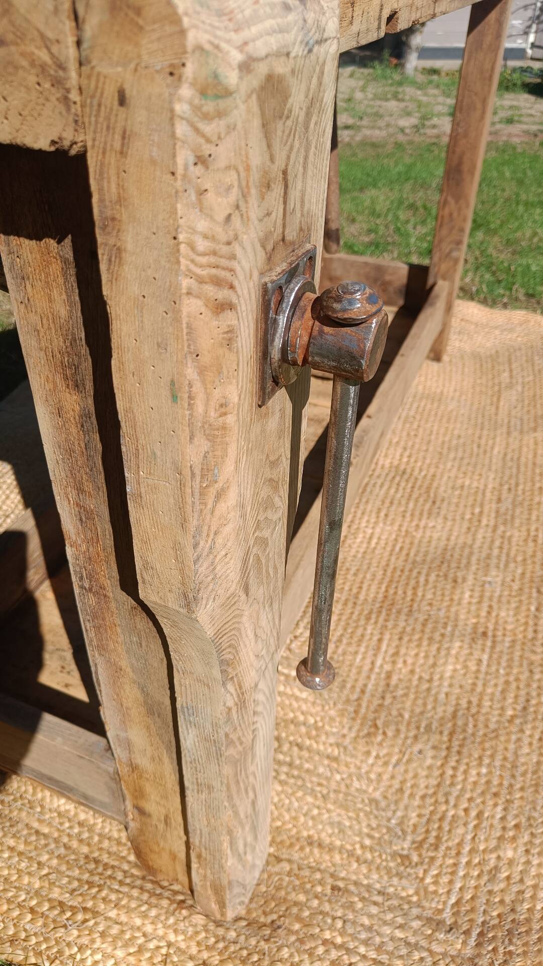Old workshop bench in solid oak