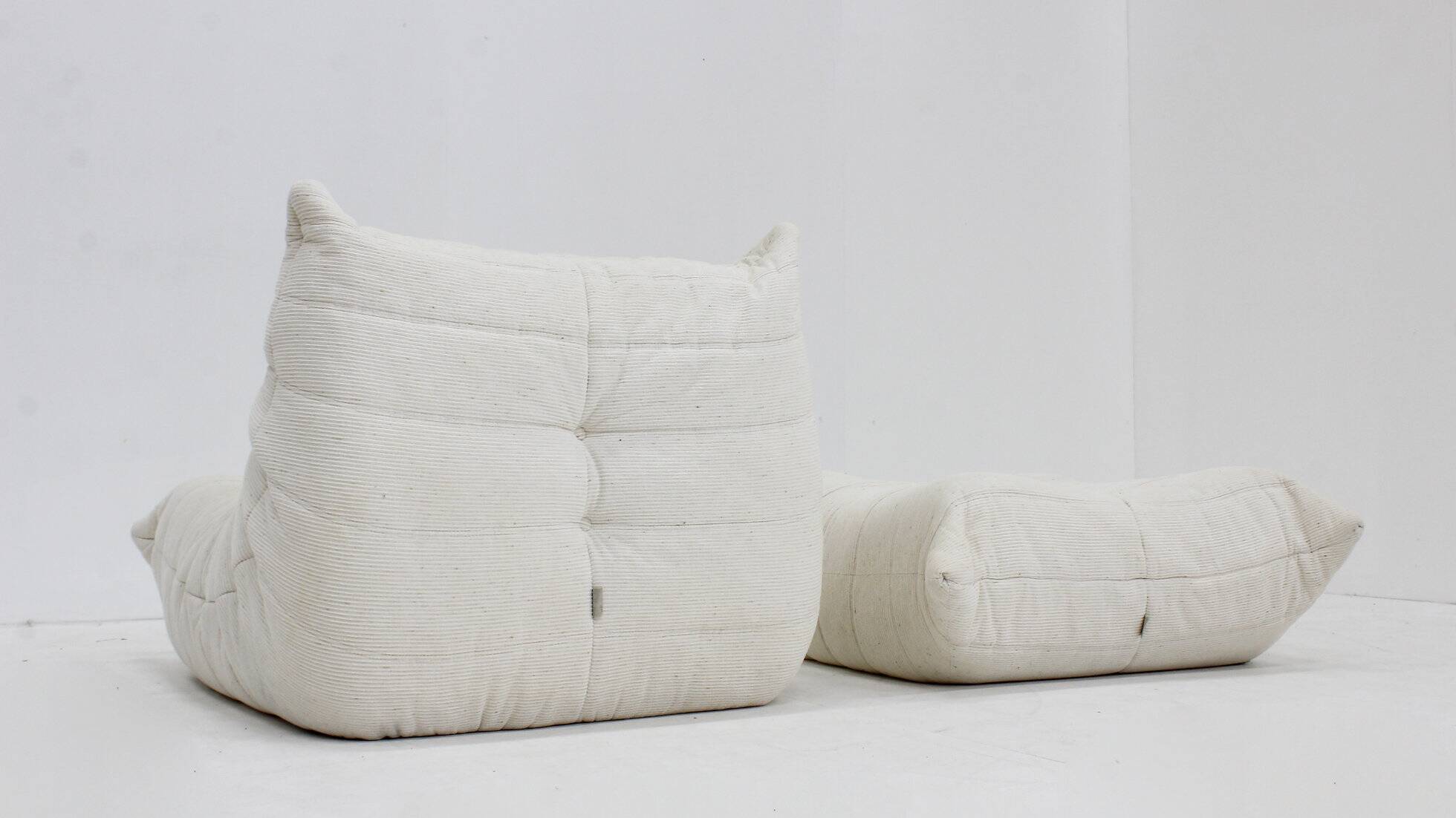 Vintage Togo chair with ottoman 1980s by Michel Ducaroy for Ligne Roset