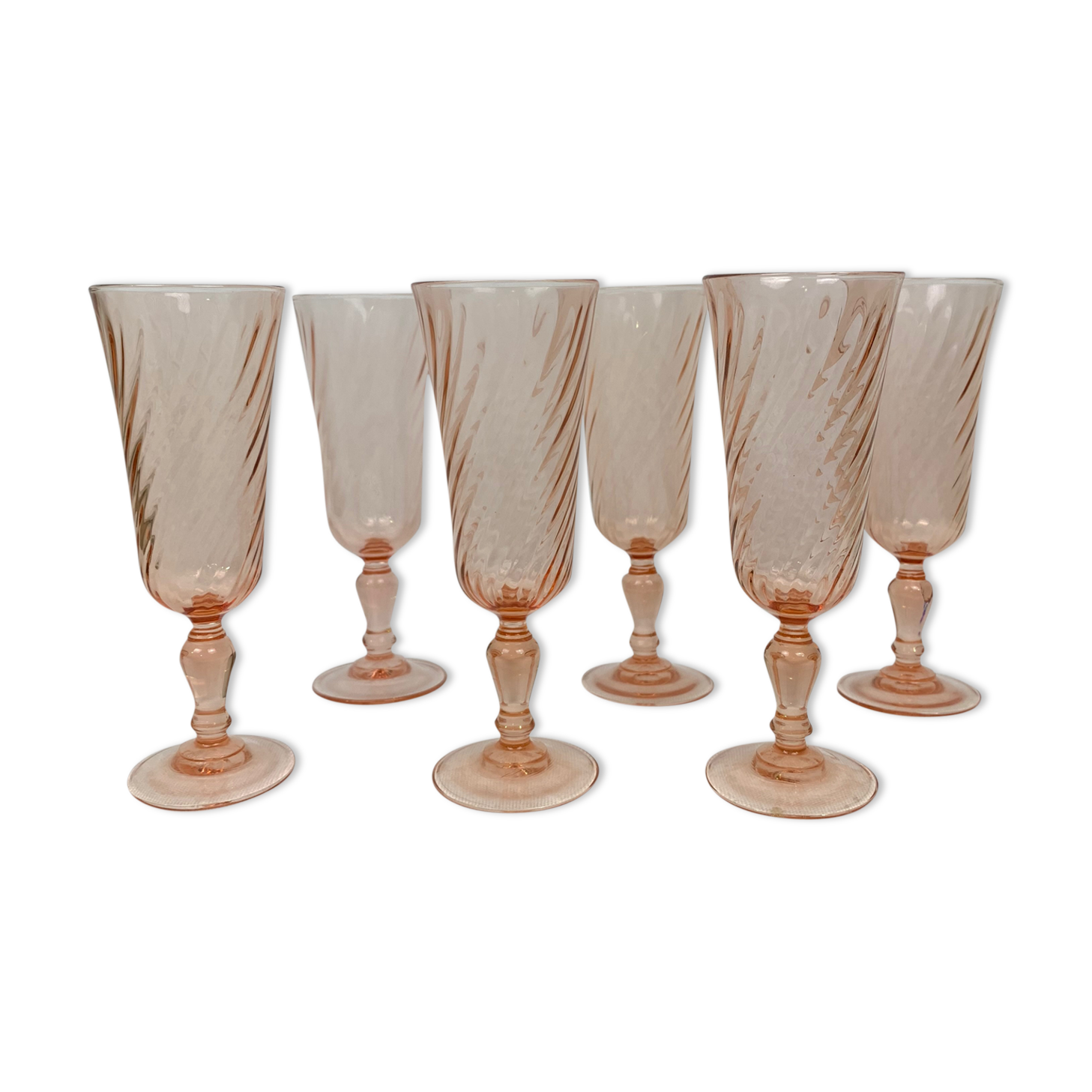 Lot of 6 Rosaline Arcoroc champagne flutes