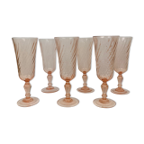 Lot of 6 Rosaline Arcoroc champagne flutes