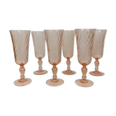 Lot of 6 Rosaline Arcoroc champagne flutes