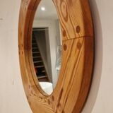 Pine wall mirror by Uno Kristiansson, Sweden, 1960