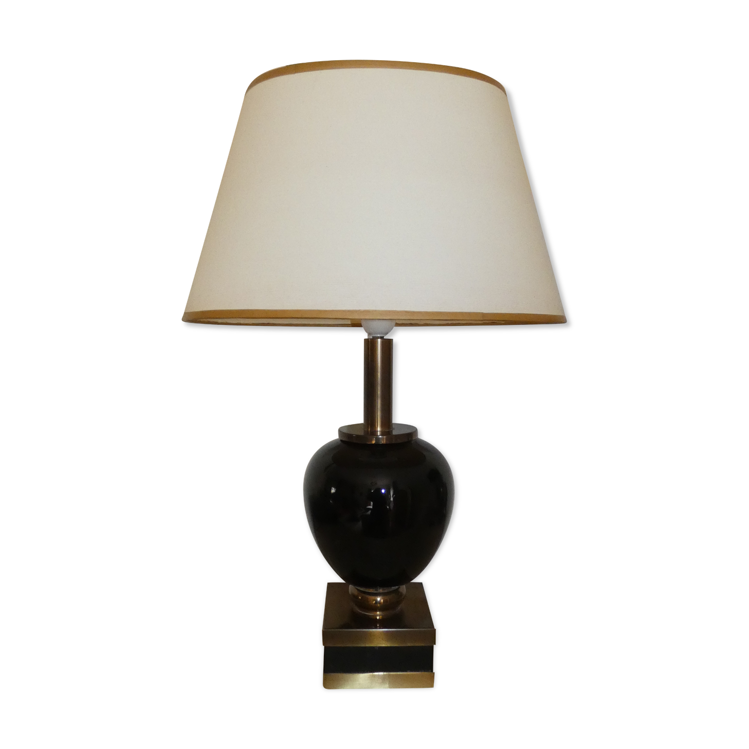 Table lamp neoclassical porcelain brass lacquer circa 1970
