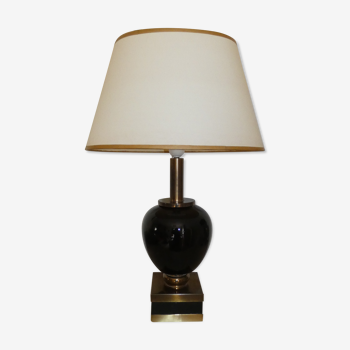 Table lamp neoclassical porcelain brass lacquer circa 1970