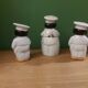Vintage salt shaker, pepper and mustard set