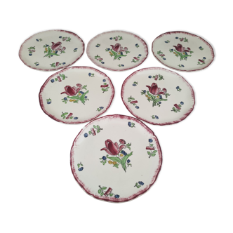 Set of 6 Gien dessert plates France Lorraine model