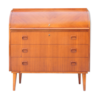 Mid-century scandinavian teak roll top desk by Egon Ostergaard