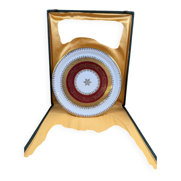 Assiette Limoges Chastagner & Cie – double dorure – avec coffret