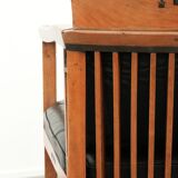 Black leather Art Deco design dining/side/desk chair with armrests