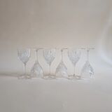 Set of 6 cut crystal wine glasses
