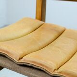 Set of Camel Leather Cubic Pinewood Side Chairs by Ate van Apeldoorn 1970s