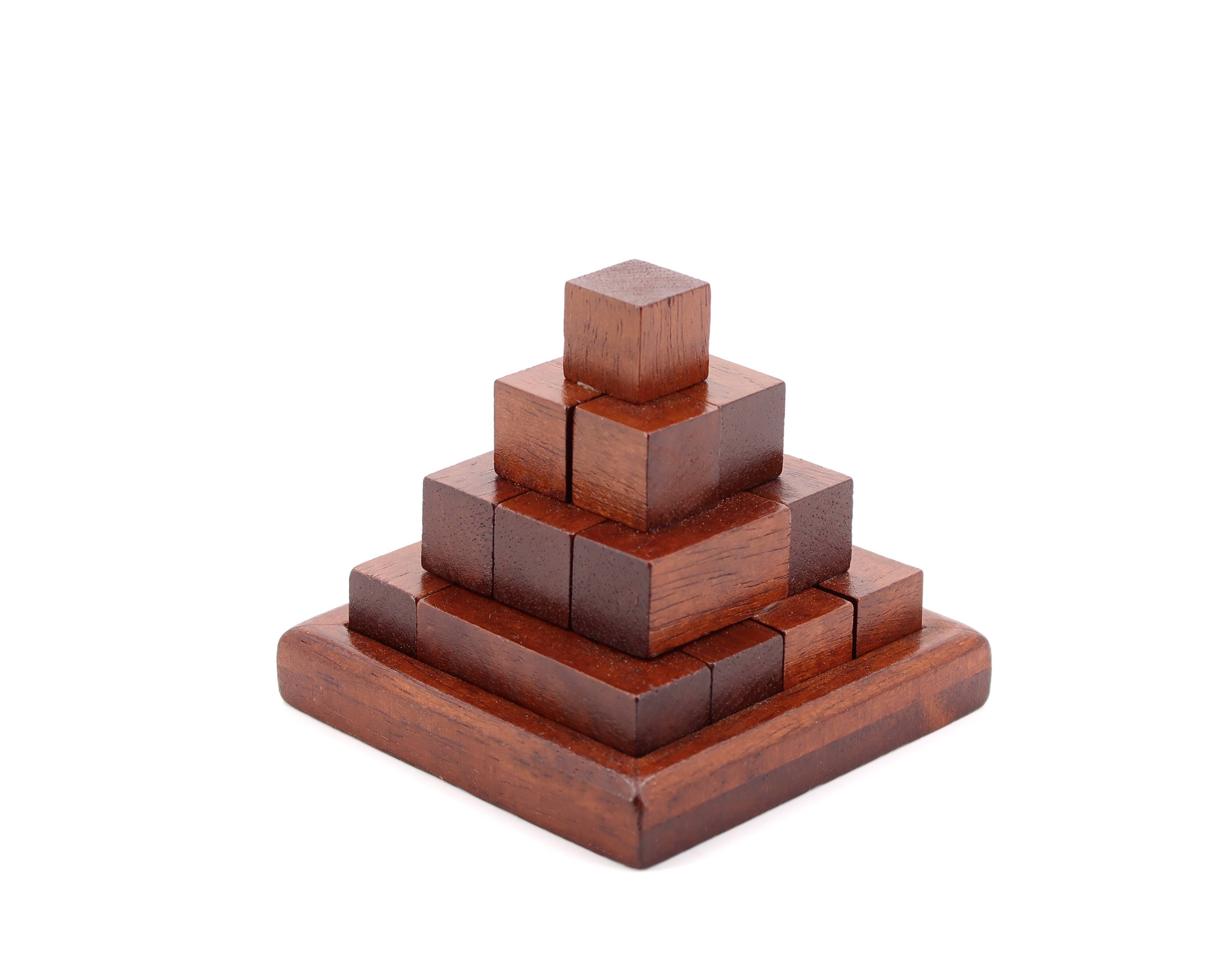 Wooden pyramid paperweight, 1970s