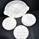 11 Vintage Ceramic Dessert Plates and Pie Dish with Tile Decor