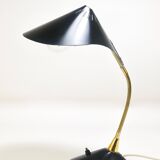 1950s Cosack Cobra black desk or table lamp in brass, mid-century, Stilnovo style.