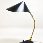1950s Cosack Cobra black desk or table lamp in brass, mid-century, Stilnovo style.