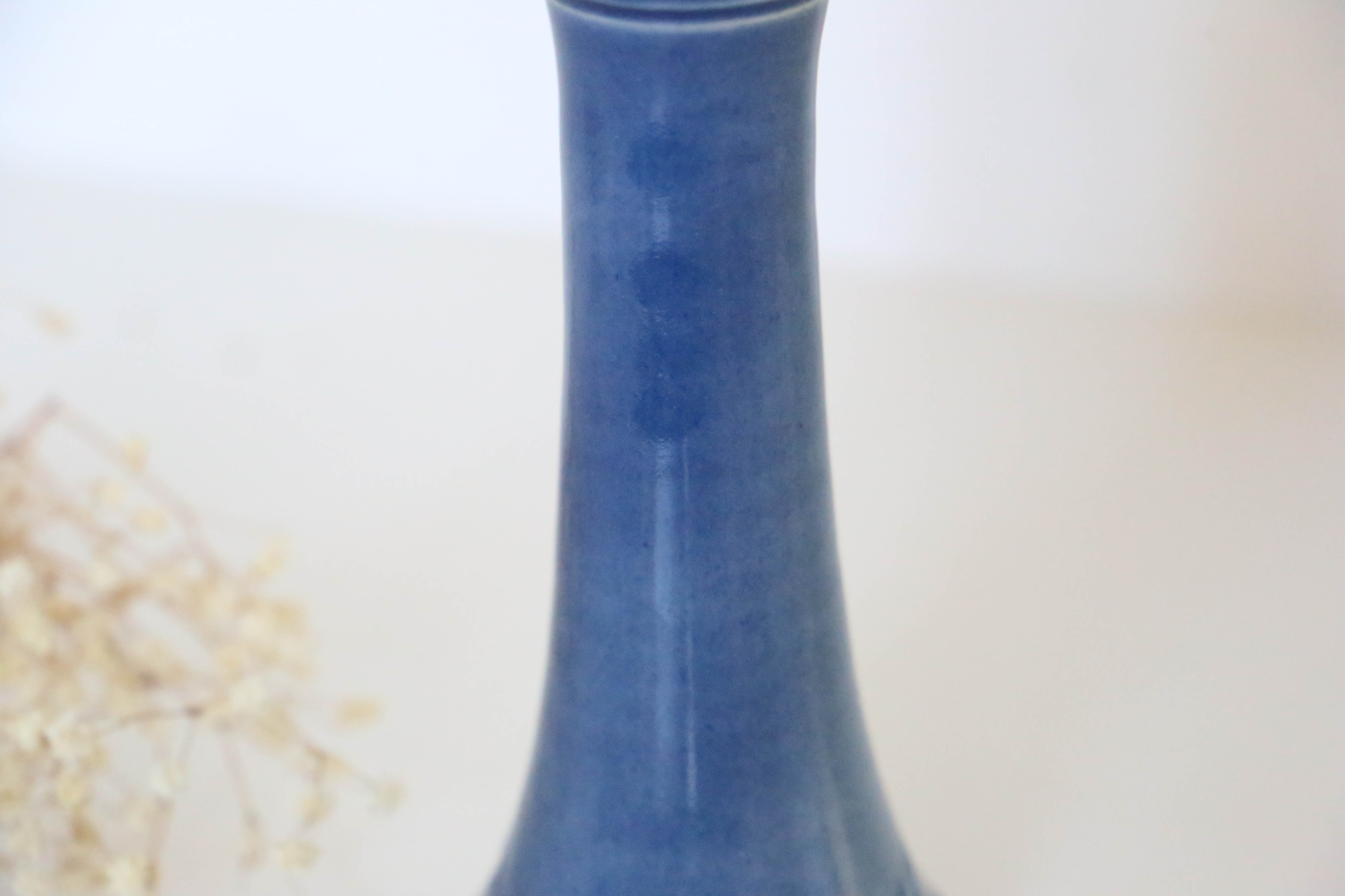 Blue ceramic candle holder, vintage