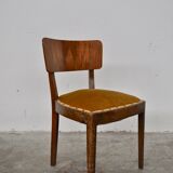 Vintage walnut chairs with studs & straps and springs in velvet, italy, 1920s