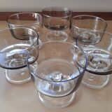 6 coupes/ verres marron vintage pieds transparents